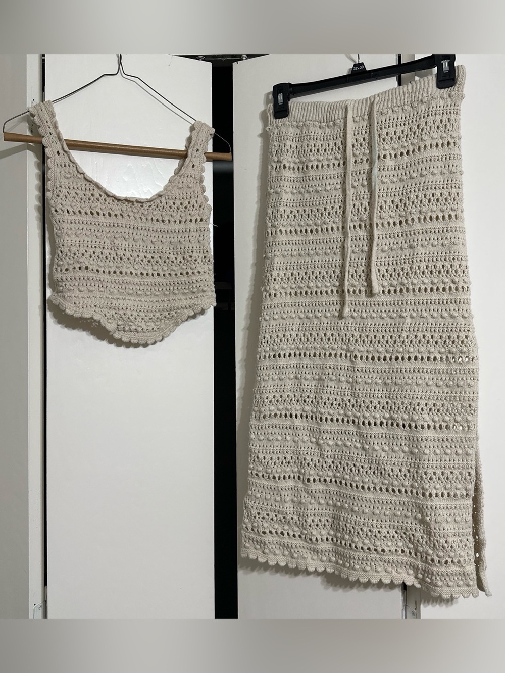 Crochet Two-Piece Set in Cream
